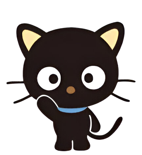 Cute cartoon black cat with blue collar.
