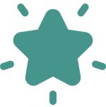 Green star icon with decorative lines.
